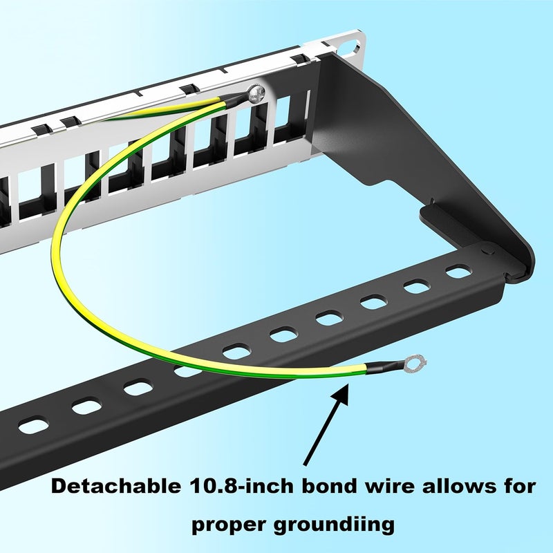 Jadaol 19” 1U Shielded Blank Patch Panel, 24-Port Rack Mount Keystone Panel for Cat6/Cat6a, HDMI, Coax, Fiber & Audio – Metal Frame (No Keystone Jacks Included) - Image 5